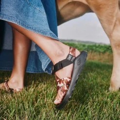 Sale Chaco Women's Mega Cow Z/1 Wide-Strap Classic Sandal Cow Print